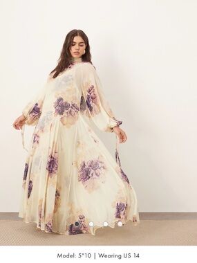 Romantic Purple Floral Sheer Maxi Dress - Women